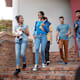 Students walking out of school building