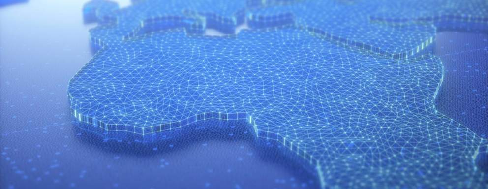 A map of Africa stylized in all blue CGI. It looks like an Iceberg