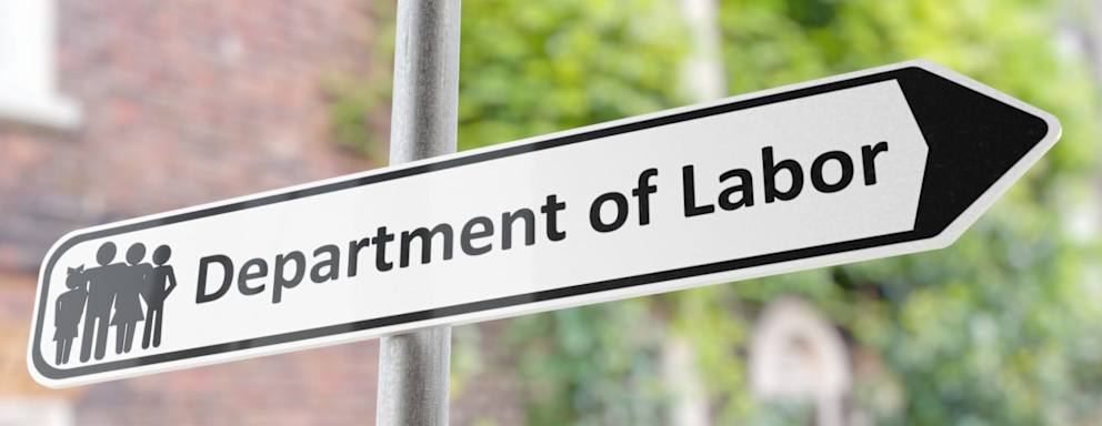 Department of labor sign on street. 3D rendered illustration.