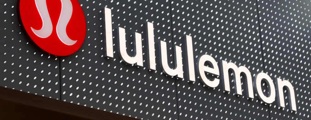 NEW YORK, NY - AUGUST 26: The corporate logo for Lululemon hangs on a wall at their store in Brookfield Place on August 26, 2022, in New York City. (Photo by Gary Hershorn/Getty Images)