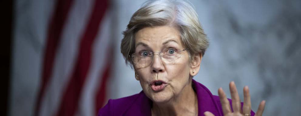 Senator Elizabeth Warren, a Democrat from Massachusetts, speaks during a Senate Banking, Housing, and Urban Affairs Committee hearing in Washington, D.C., US, on Thursday, Sept. 22, 2022. Lawmakers yesterday seized on recent political tensions and hot-button social issues in a hearing with the chief executive officers of America's largest retail banks asking them on everything from the escalation of the Ukraine conflict and racial equity to fossil-fuel financing. Photographer: Al Drago/Bloomberg via Getty Images