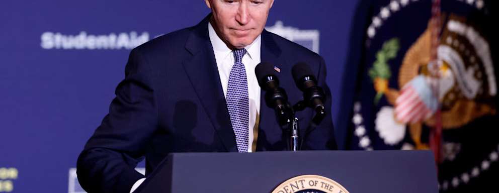 U.S. President Joe Biden gives remarks on student debt relief at Delaware State University on October 21, 2022 in Dover, Delaware. One day after a federal judge tossed a Republican-led challenge to President Joe Biden's federal student debt forgiveness plan, a U.S. appeals court temporarily blocked the administration from canceling loan debt.