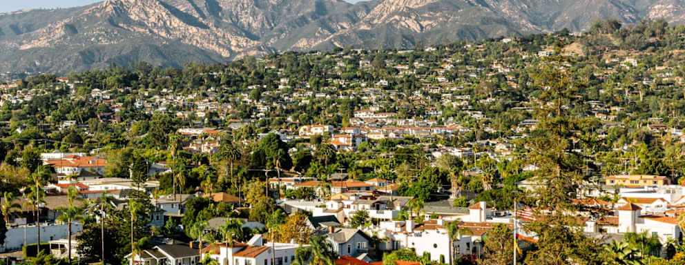 Santa Barbara aerial view cityscape, California, USA