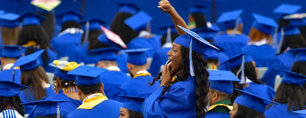 NASHVILLE, TENNESSEE - MAY 07: Graduates attend Tennessee State University's Commencement Ceremony at Hale Stadium at Tennessee State University on May 07, 2022 in Nashville, Tennessee. (Photo by Jason Davis/Getty Images)