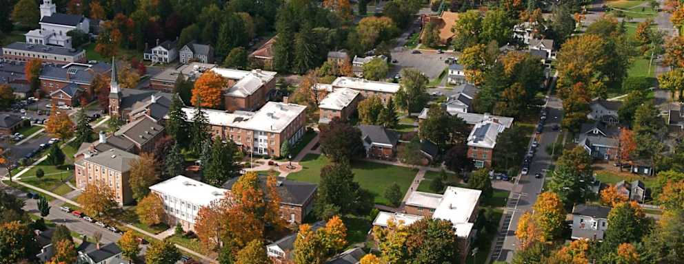 An aerial picture of Cazenovia College's Campus