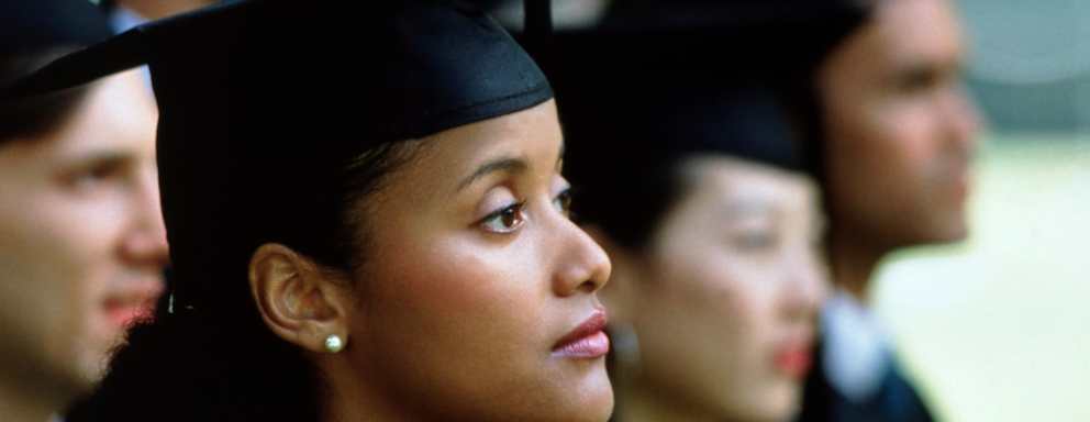 Graduates during commencement ceremony