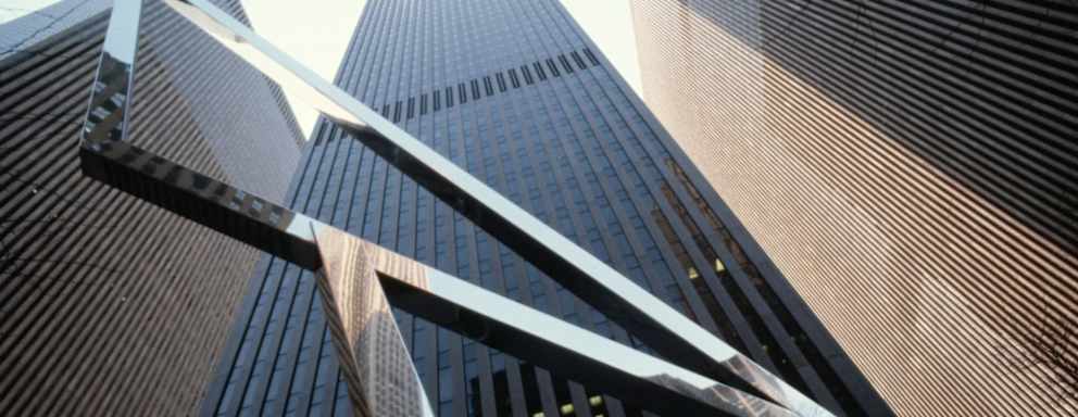 Exterior of the McGraw Hill office building on 6th Avenue in Midtown Manhattan, New York City.