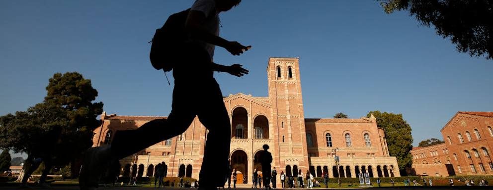 LOS ANGELES, CA - NOVEMBER 17: Royce Hall on the campus of the University of California, Los Angeles (UCLA) as UCLA lecturers and students celebrate after a strike was averted Wednesday morning. Lecturers across the UC system were planning to strike Wednesday and Thursday over unfair labor practices. UCLA on Wednesday, Nov. 17, 2021 in Los Angeles, CA. (Al Seib / Los Angeles Times via Getty Images)