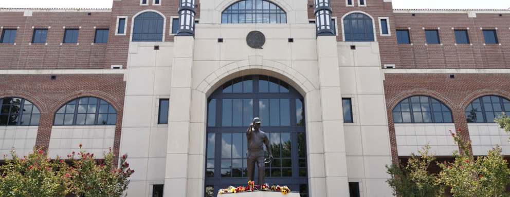 A view of the Bobby Bowden statue at Florida State University.