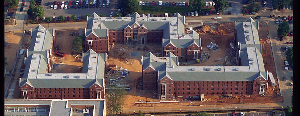 An aerial view of student dormitories at Georgia Tech University in Atlanta, Georgia.