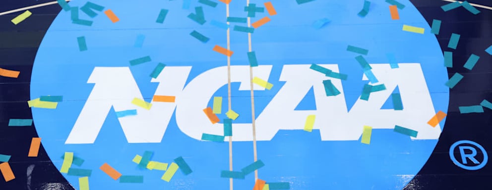 MINNEAPOLIS, MN - APRIL 03: A NCAA logo is seen after the South Carolina Gamecocks defeated the UConn Huskies during the championship game of the NCAA Women’s Basketball Tournament at Target Center on April 3, 2022 in Minneapolis, Minnesota. (Photo by C. Morgan Engel/NCAA Photos via Getty Images)