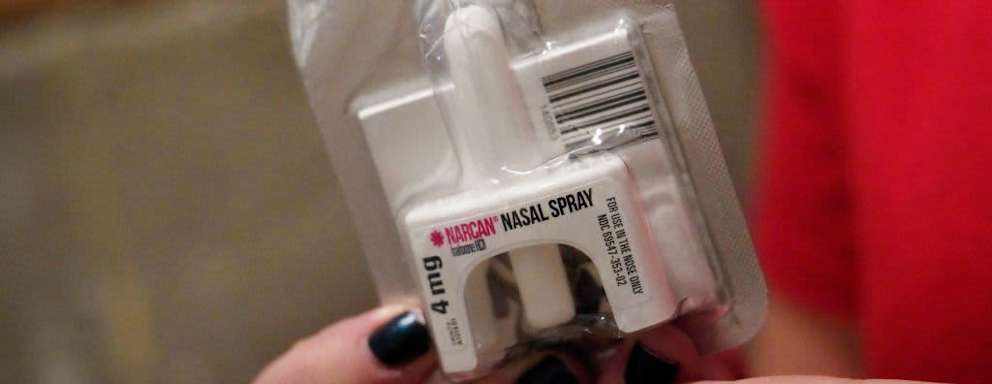 Kristen Marshall, Drug Overdose Prevention and Education Project Manager holds Narcan nasal spray on Friday, December 7, 2018 in San Francisco, Calif. (Photo By Lea Suzuki/The San Francisco Chronicle via Getty Images)