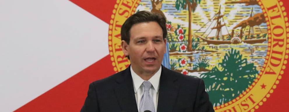 Florida Gov. Ron DeSantis speaks at a press briefing on January 31, 2023.