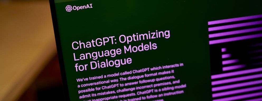 The OpenAI website ChatGPT about page on laptop computer arranged in the Brooklyn borough of New York, US, on Thursday, Jan. 12, 2023. Microsoft Corp. is in discussions to invest as much as $10 billion in OpenAI, the creator of viral artificial intelligence bot ChatGPT, according to people familiar with its plans. Photographer: Gabby Jones/Bloomberg via Getty Images