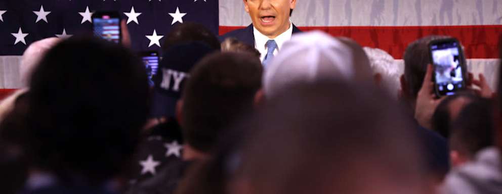 NEW YORK, NEW YORK - FEBRUARY 20: Florida Gov. Ron DeSantis speaks to police officers about protecting law and order at Prive catering hall on February 20, 2023 in the Staten Island borough of New York City. DeSantis, a Republican, is expected by many to announce his candidacy for president in the coming weeks or months. (Photo by Spencer Platt/Getty Images)