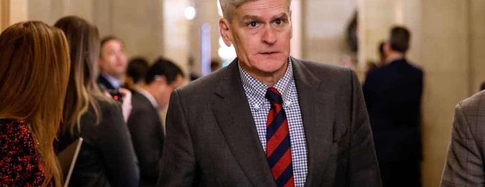WASHINGTON, DC - NOVEMBER 16: : Sen. Bill Cassidy (R-LA) leaves a meeting with the Senate Republicans at the U.S. Capitol on November 16, 2022 in Washington, DC. During the meeting Senate Minority Leader Mitch McConnell (R-KY) overcame a challenge from Sen. Rick Scott (R-FL) and was re-elected as the Senate Republican leader for the new Congress. (Photo by Anna Moneymaker/Getty Images)