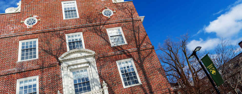 Cambridge, Massachusetts, USA - February 16, 2022: Leverett House is one of the twelve undergraduate residential Houses at Harvard University. It is on the north bank of the Charles River and is named after John Leverett, President of Harvard from 1708 to 1724.