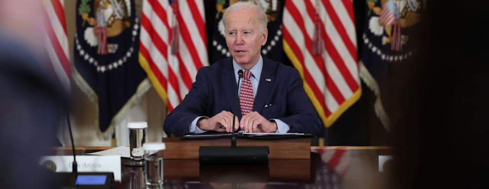 WASHINGTON, DC - APRIL 04: U.S. President Joe Biden holds a meeting with his science and technology advisors at the White House on April 04, 2023 in Washington, DC. Biden met with the group to discuss the advancement of American science, technology, and innovation, including artificial intelligence. (Photo by Kevin Dietsch/Getty Images)