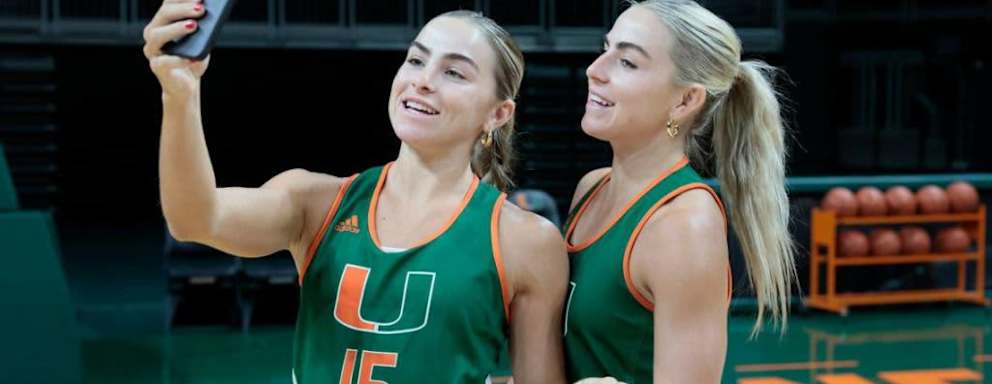 Miami Hurricanes womenÂ's basketball players Haley Cavinder (14), Hanna Cavinder (15) have more than $1 million in endorsements