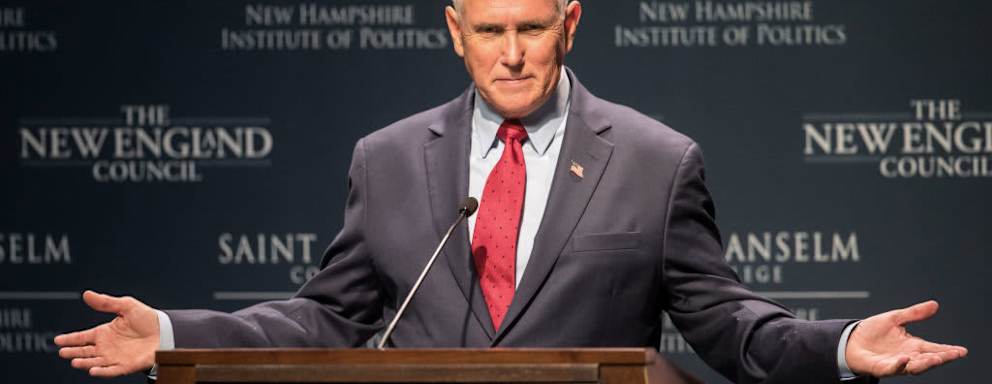 Former Vice President Mike Pence Speaks At Politics &amp; Eggs Event In New Hampshire