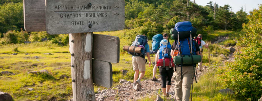 Group of people backpacking on the Appalachian Trail