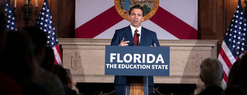 Florida Governor Ron DeSantis speaking after signing education bills