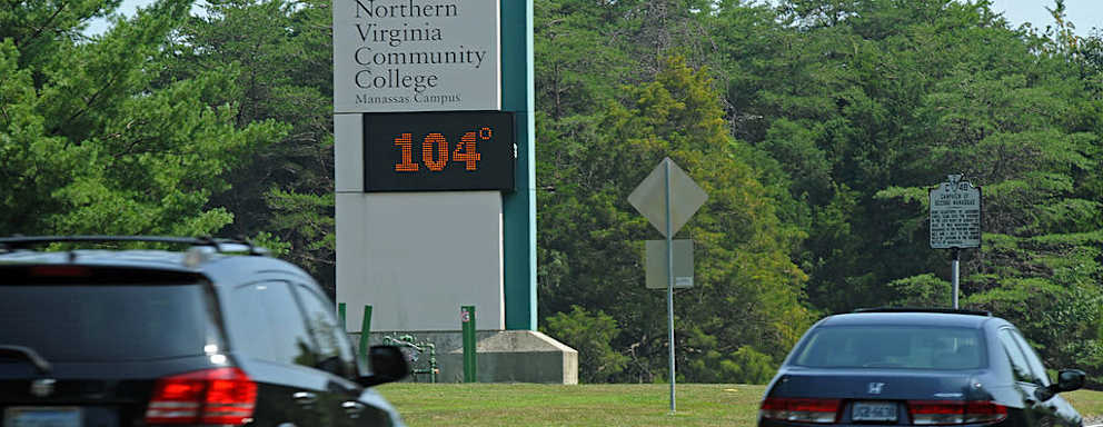 Entrance sign at the Northern Virginia Community College Manassas Campus.