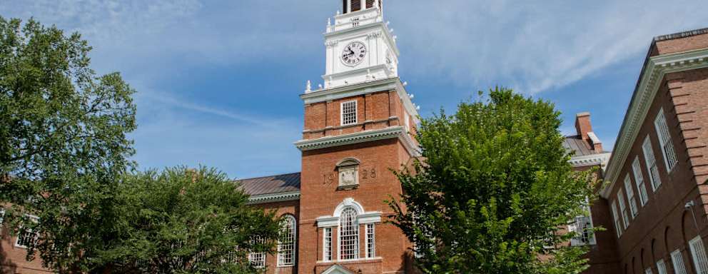 Exterior of the Baker-Berry Library on the Dartmouth College campus in Hanover, New Hampshire.