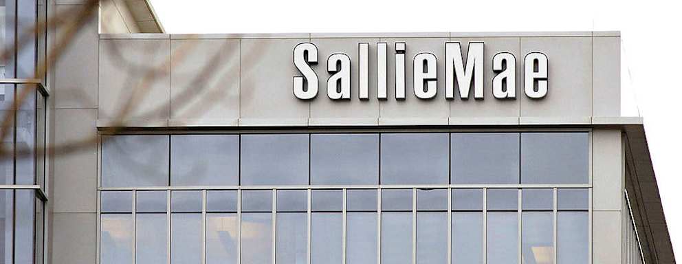 A logo hangs outside the Sallie Mae building in Reston, Virginia, a suburb of Washington DC. Sallie Mae, also known as SLM Corp, is the largest provider of college student loans in the US.