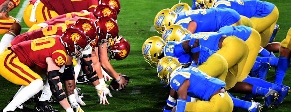 USC Trojans defeated the UCLA Bruins 43-38 during a NCAA Football game at the Rose Bowl.