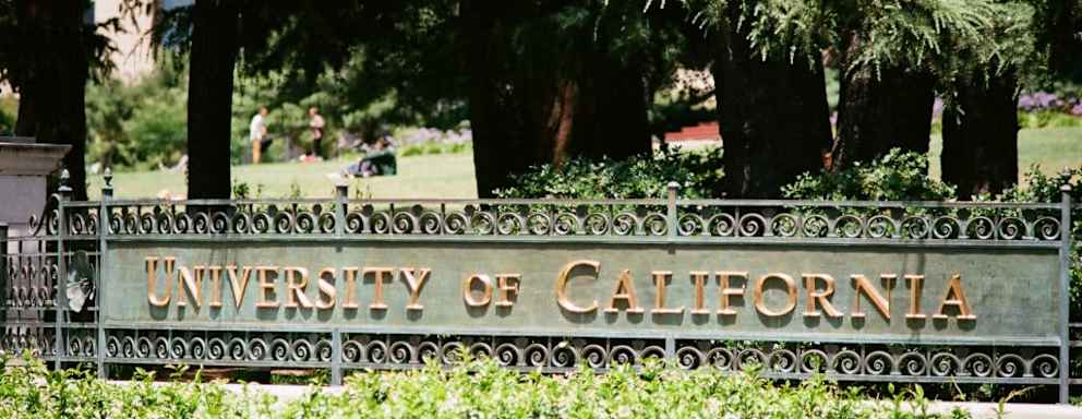 Entrance sign at the University of California (UC Berkeley) in Berkeley, California.