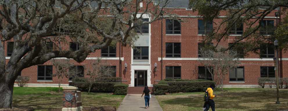 Students walk through the Prairie View A&M University campus in Prairie View, Texas.