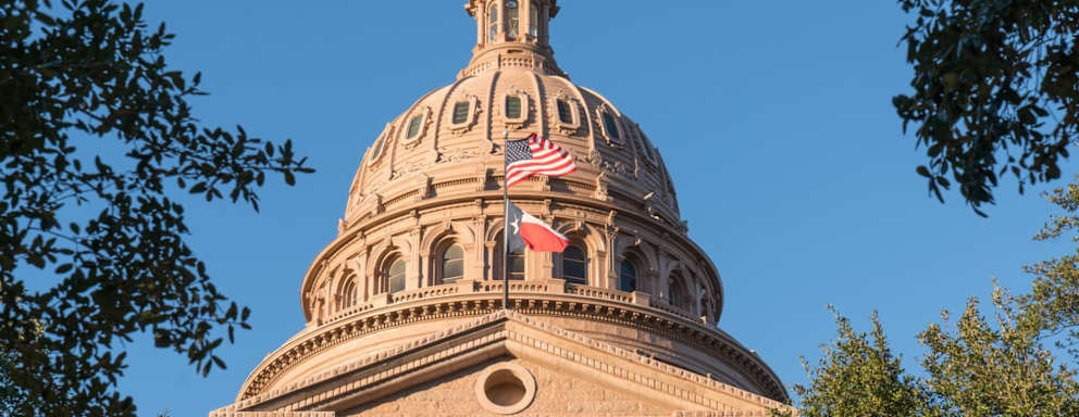 Dome of the Texas capitol building in Austin, Texas.