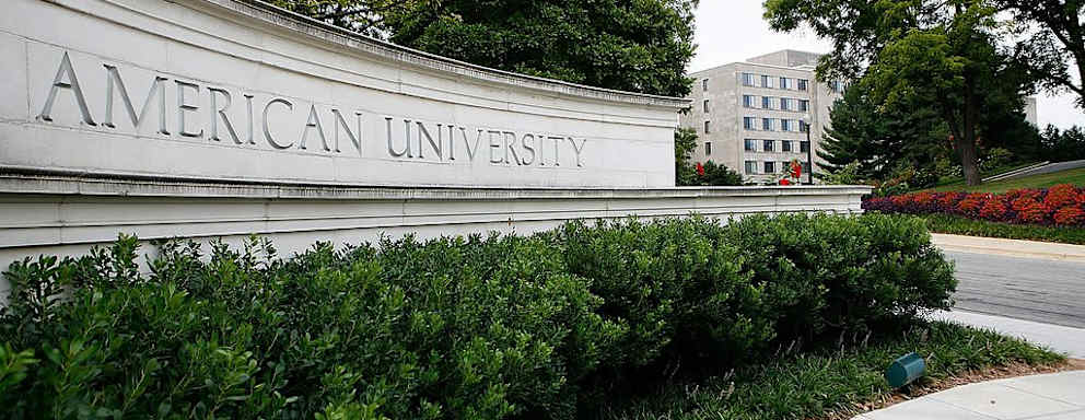 The Glover Gate leading to the entrance to American University in Washington, DC.
