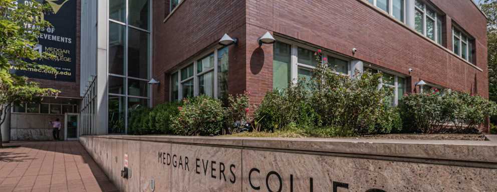 Main entrance to Medgar Evers College campus in Brooklyn, New York.