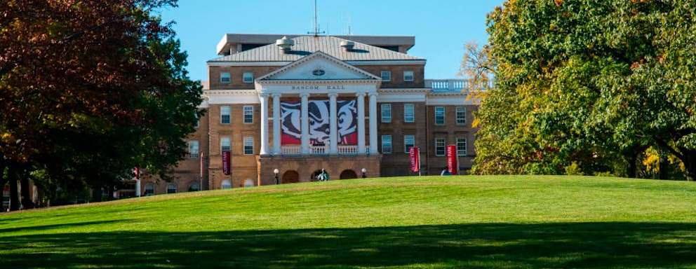 Exterior of Bascom Hall on the University of Wisconsin campus in Madison.