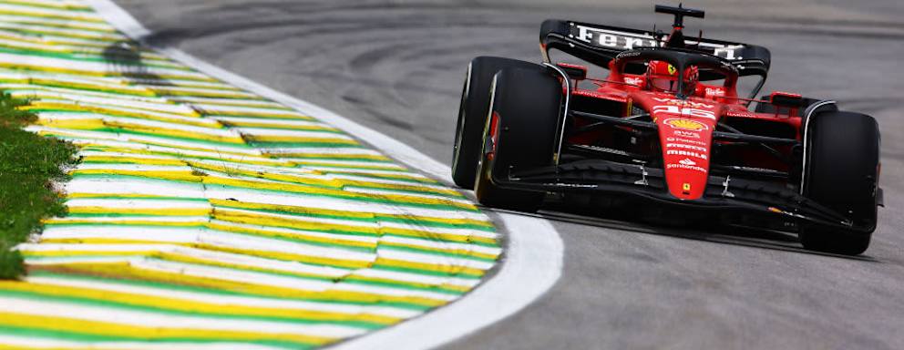 Charles Leclerc of Monaco driving the #16 Ferrari SF-23 on track during practice ahead of the F1 Grand Prix at Autodromo Jose Carlos Pace on November 3, 2023 in Sao Paulo, Brazil.