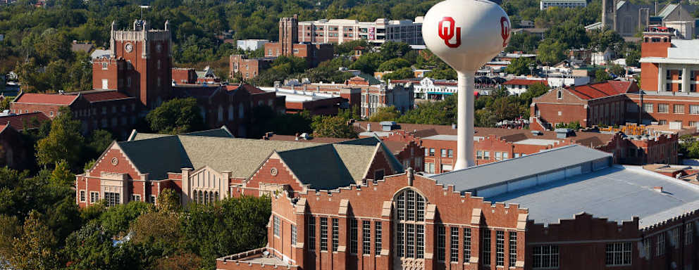 A general view the University of Oklahoma campus before a game between the Oklahoma Sooners and the Iowa State Cyclones