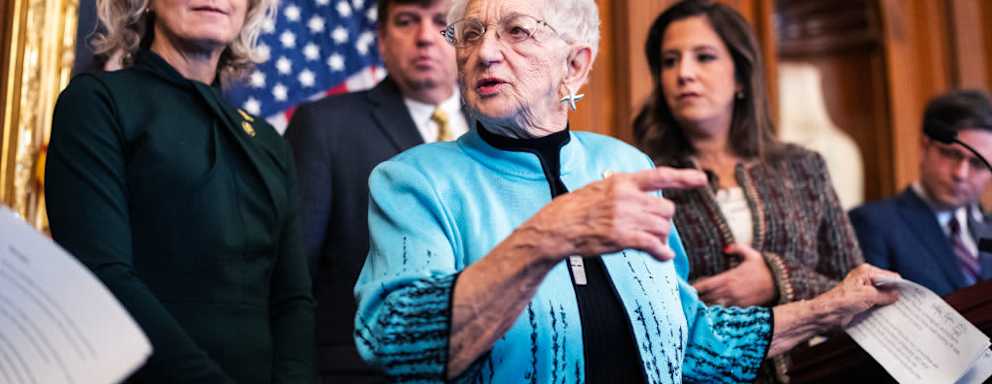 Representative Virginia Foxx (Republican, North Carolina) attends a news conference featuring remarks by college students about antisemitism on college campuses, in the US Capitol on December 5, 2023.