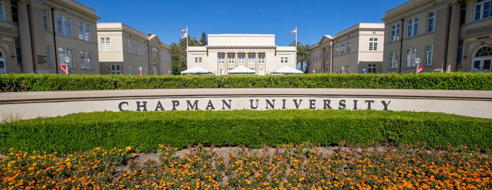 The entrance sign to Chapman University in Orange, California.
