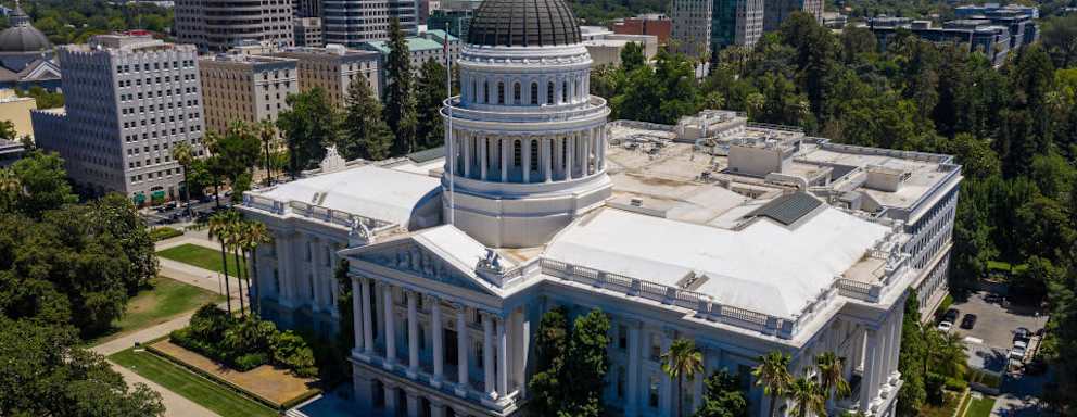 Exterior of the California State Capitol building in Sacramento, California.