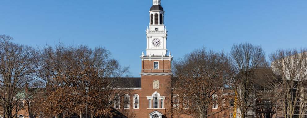 Exterior of the Baker-Berry Library at Dartmouth College on February 8, 2024 in Hanover, New Hampshire.