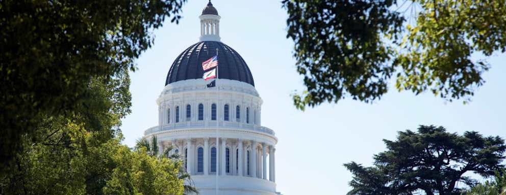 Exterior of the State Capitol building in Sacramento, California.