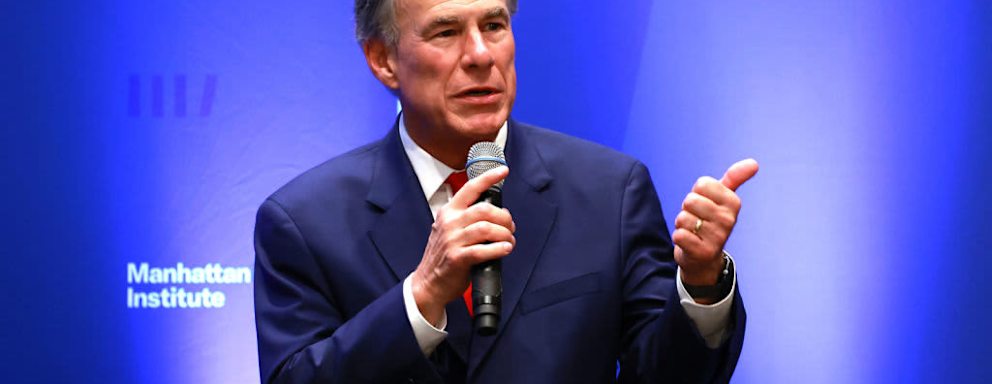 Texas Gov. Greg Abbott is pictured during a panel discussion at the Yale Club in Manhattan