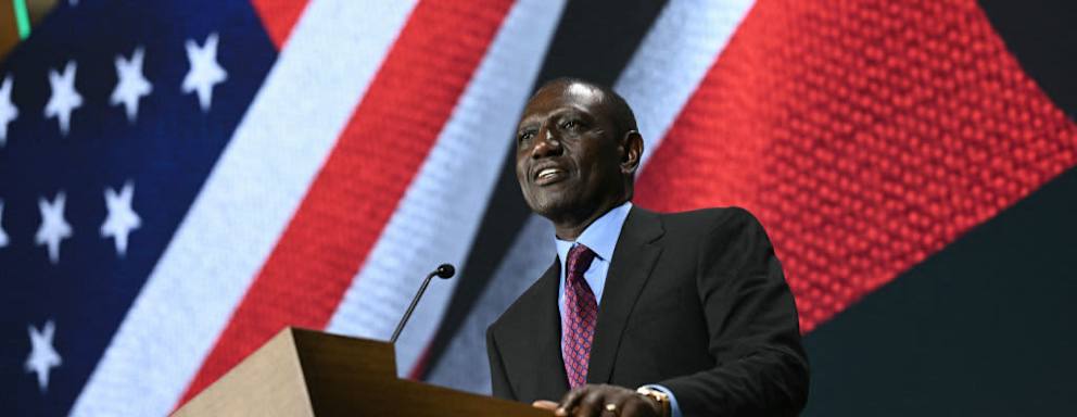 Kenyan President William Ruto delivers remarks at the US Chamber of Commerce in Washington, DC, on May 24, 2024.