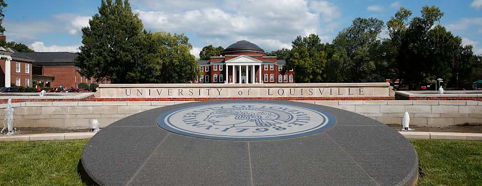 Sign at the entrance to the University of Louisville campus in Louisville, Kentucky.