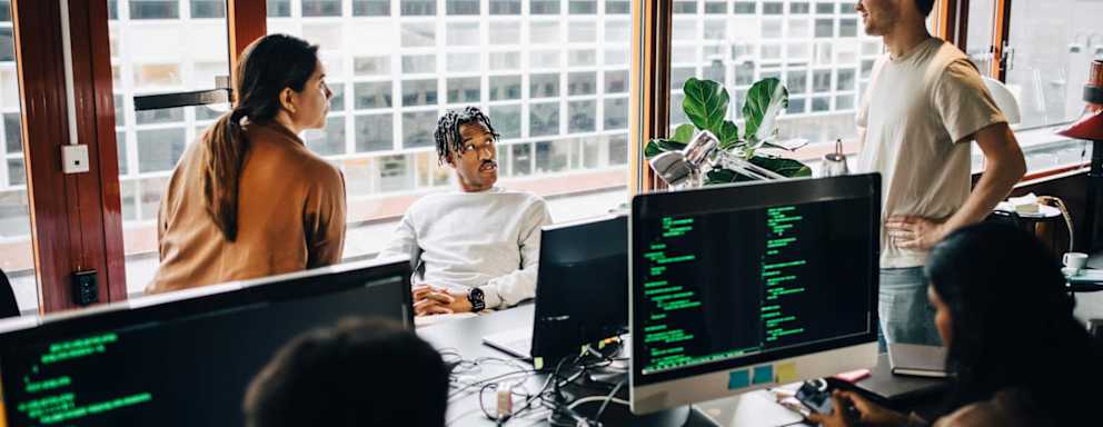 Programmers at tech-startup office