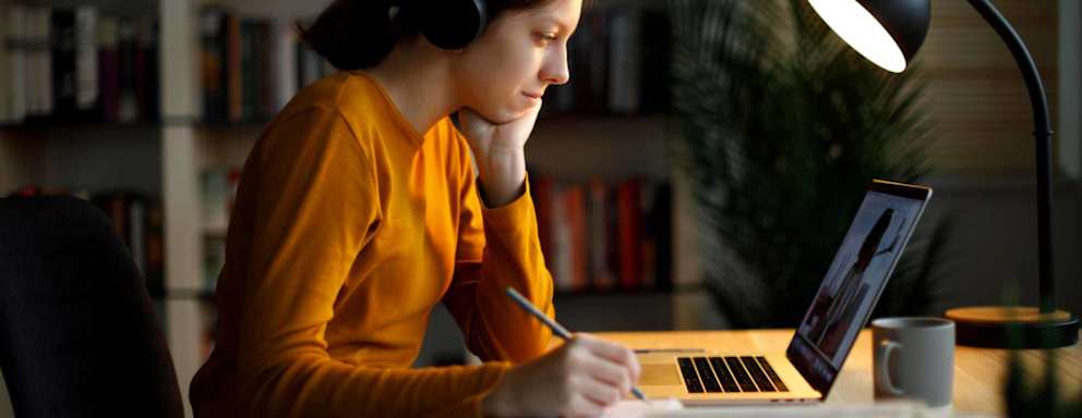 girl with wireless headphones