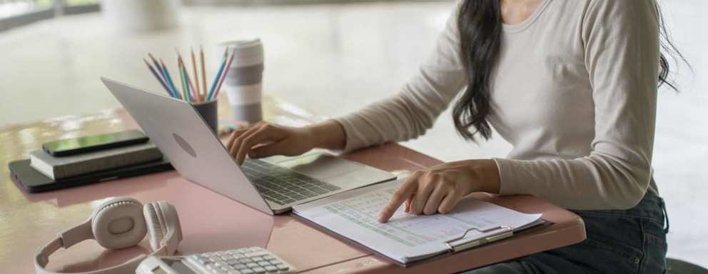 Young businesswoman working on her laptop.