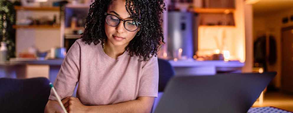 Young student girl learning for exam